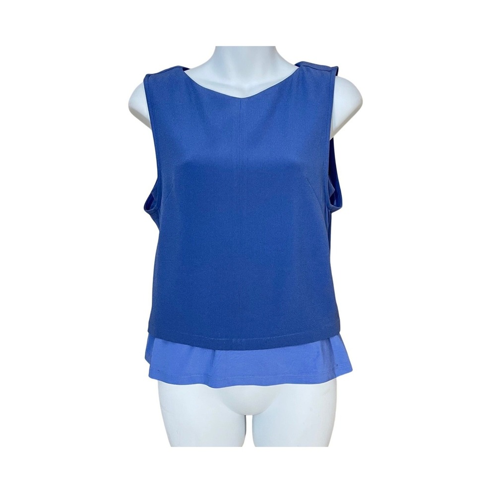 M.M. LaFleur Layered Tank Top Womens Medium Blue Sleeveless Round Neck Shell